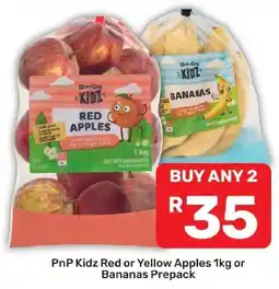 Pick n Pay Liquor PnP Kidz Red or Yellow Apples 1kg or Bananas Prepack offer