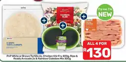 Pick n Pay Liquor PnP White or Brown Tortilla, Chicken Stir Fry, Ripe & Ready Avocado & Rainbow Coleslaw Mix offer