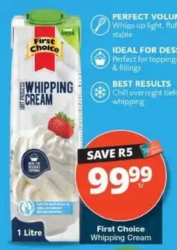Checkers First Choice Whipping Cream offer