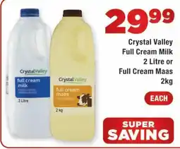 OK Express Crystal Valley Full Cream Milk or Full Cream Maas offer