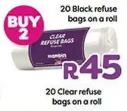 Mambo's Plastics Warehouse Clear refuse bags offer