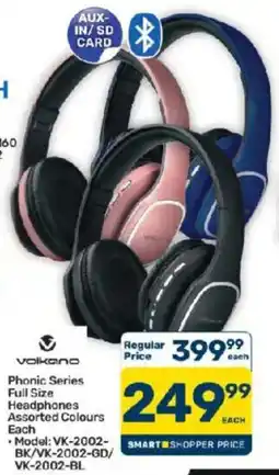 Pick n Pay volkano Phonic Series Full Size Headphones Assorted offer