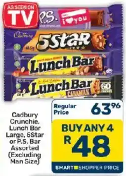 Pick n Pay Cadbury Crunchie, Lunch Bar Large, 5Star or P.S. Bar Assorted offer