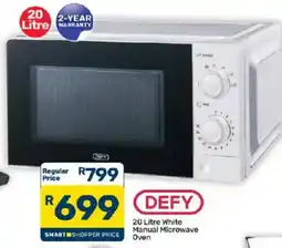 Pick n Pay DEFY 20 Litre White Manual Microwave Oven offer