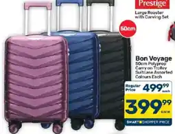 Pick n Pay Bon Voyage 50cm Polyprop Carry on Trolley Suitcase Assorted Colours Each offer