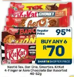 Pick n Pay Nestlé Tex, Bar-One, Smarties, KitKat 4-Finger or Aero Chocolate Bar Assorted offer