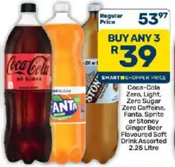 Pick n Pay Coca-Cola Zero, Light, Zero Sugar Zero Caffeine, Fanta, Sprite or Stony Ginger Beer Flavoured Soft Drink Assorted offer