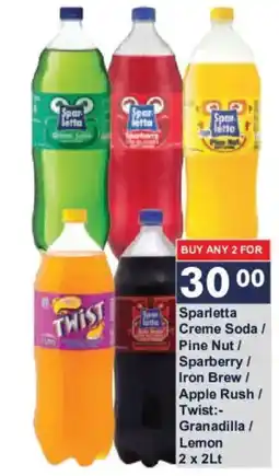 President Hyper Sparletta Creme Soda / Pine Nut / Sparberry / Iron Brew / Apple Rush / Twist:- Granadilla / Lemon offer