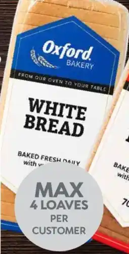 Oxford Freshmarket Oxford Sliced/Unsliced White Bread offer