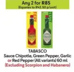 Makro TABASCO Sauce Chipotle, Green Pepper, Garlic or Red Pepper offer
