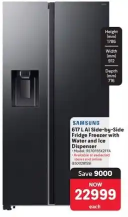 Makro SAMSUNG 617 L AI Side-by-Side Fridge Freezer with Water and Ice Dispenser offer