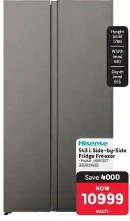 Makro Hisense 543 L Side-by-Side Fridge Freezer offer