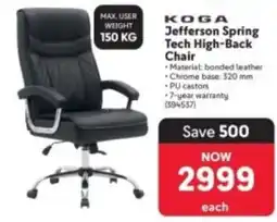 Makro KOGA Jefferson Spring Tech High-Back Chair offer