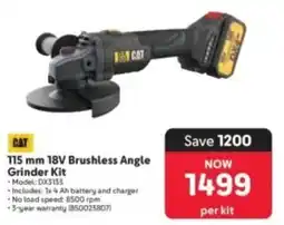 Makro CAT 115 mm 18V Brushless Angle Grinder Kit offer