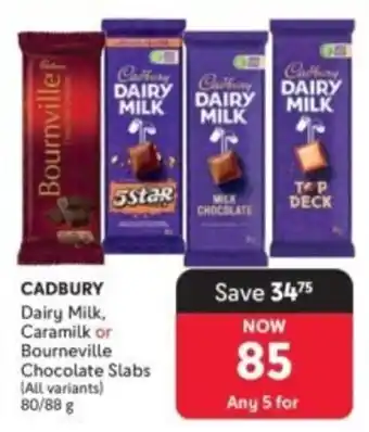 CADBURY Dairy Milk, Caramilk or Bourneville Chocolate Slabs