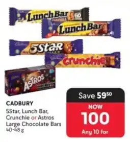 Makro CADBURY 5Star, Lunch Bar, Crunchie or Astros Large Chocolate Bars offer