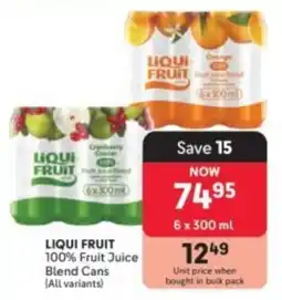 Makro Liqui Fruit 100% Fruit Juice Blend Cans offer