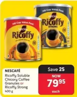 Makro NESCAFÉ Ricoffy Soluble Chicory Coffee Granules or Ricoffy Strong offer