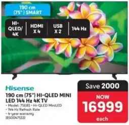 Makro Hisense 190 cm (75") Hi-QLED MINI LED 144 Hz 4K TV offer