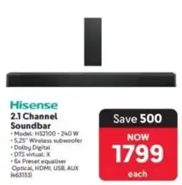 Makro Hisense 2.1 Channel Soundbar offer