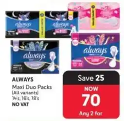 Makro ALWAYS Maxi Duo Packs offer