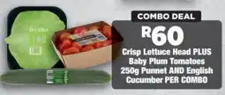 OK Foods Crisp Lettuce Head PLUS Baby Plum Tomatoes 250g Punnet AND English Cucumber offer