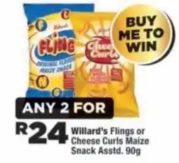 OK Foods Willard's Flings or Cheese Curls Maize Snack Assorted offer