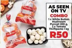Food Lover's Market Combo: white button mushroom punnet and tomato thriftpacks offer