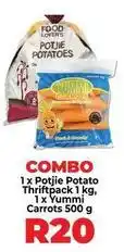 Food Lover's Market Potjie potato thriftpack 1 kg, yummi carrots 500 g offer