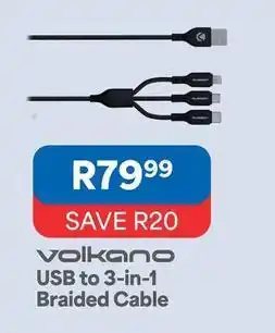 OK Furniture Volkano - usb to 3-in-1 braided cable offer