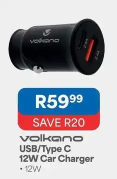OK Furniture Volkano - usb/type c 12w car charger offer