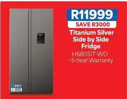 OK Furniture Titanium silver side by side fridge h680sit-wd offer