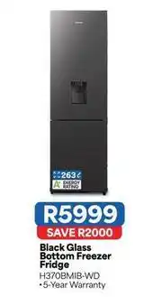 OK Furniture Hisense - black glass bottom freezer fridge h370bmib-wd offer