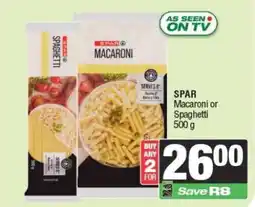 Spar SPAR Macaroni or Spaghetti 500 g offer