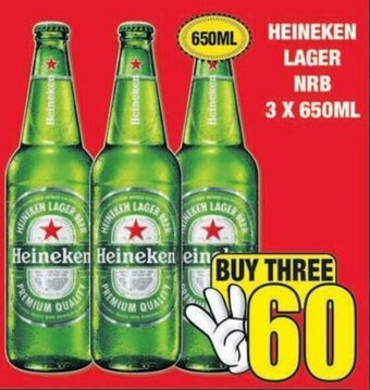 Boxer Liquors Heineken Lager NRB 3 x 650ml offer