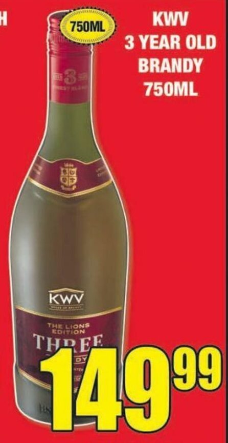 Kwv 3 Year Old Brandy 750ml Offer At Boxer Liquors