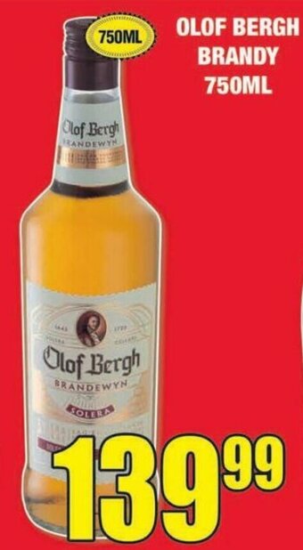 Boxer Liquors Olof Bergh Brandy 750ml offer