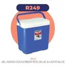 Kloppers 26L ADDIS COOLERBOX RED, BLUE & LIGHT BLUE offer