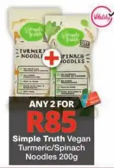 Checkers Simple Truth Vegan Turmeric/Spinach Noodles offer
