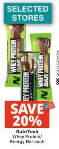 Checkers NutriTech Whey Protein/ Energy Bar offer