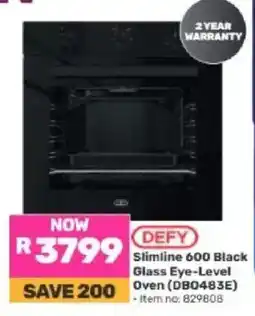 Game DEFY Slimline 600 Black Glass Eye-Level Oven offer