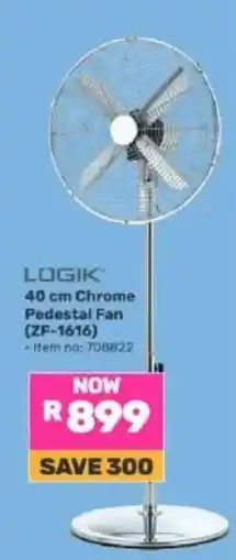 Game LOGIK 40 cm Chrome Pedestal Fan offer