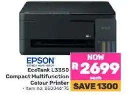 Game EPSON EcoTank L3350 Compact Multifunction Colour Printer offer