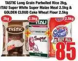 Boxer Tastic - long grain parboiled rice 2kg, super white maize meal 2.5kg & cake wheat flour 2.5kg offer