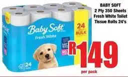 Boxer Baby soft - fresh white toilet tissue rolls 24's offer