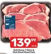 Pick n Pay Bulk rump, t-bone & club steak mixed pack offer