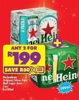 Shoprite Liquor Heineken - original/silver pure malt lager beer cans offer