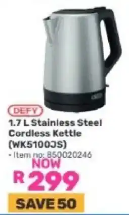 Game DEFY 1.7 L Stainless Steel Cordless Kettle offer