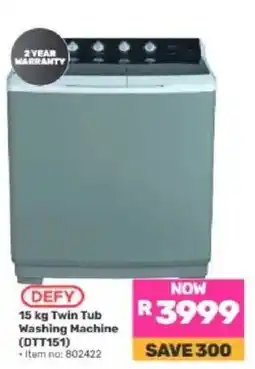 Game DEFY 15 kg Twin Tub Washing Machine offer