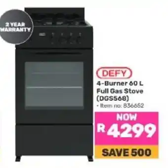 DEFY 4-Burner 60 L Full Gas Stove